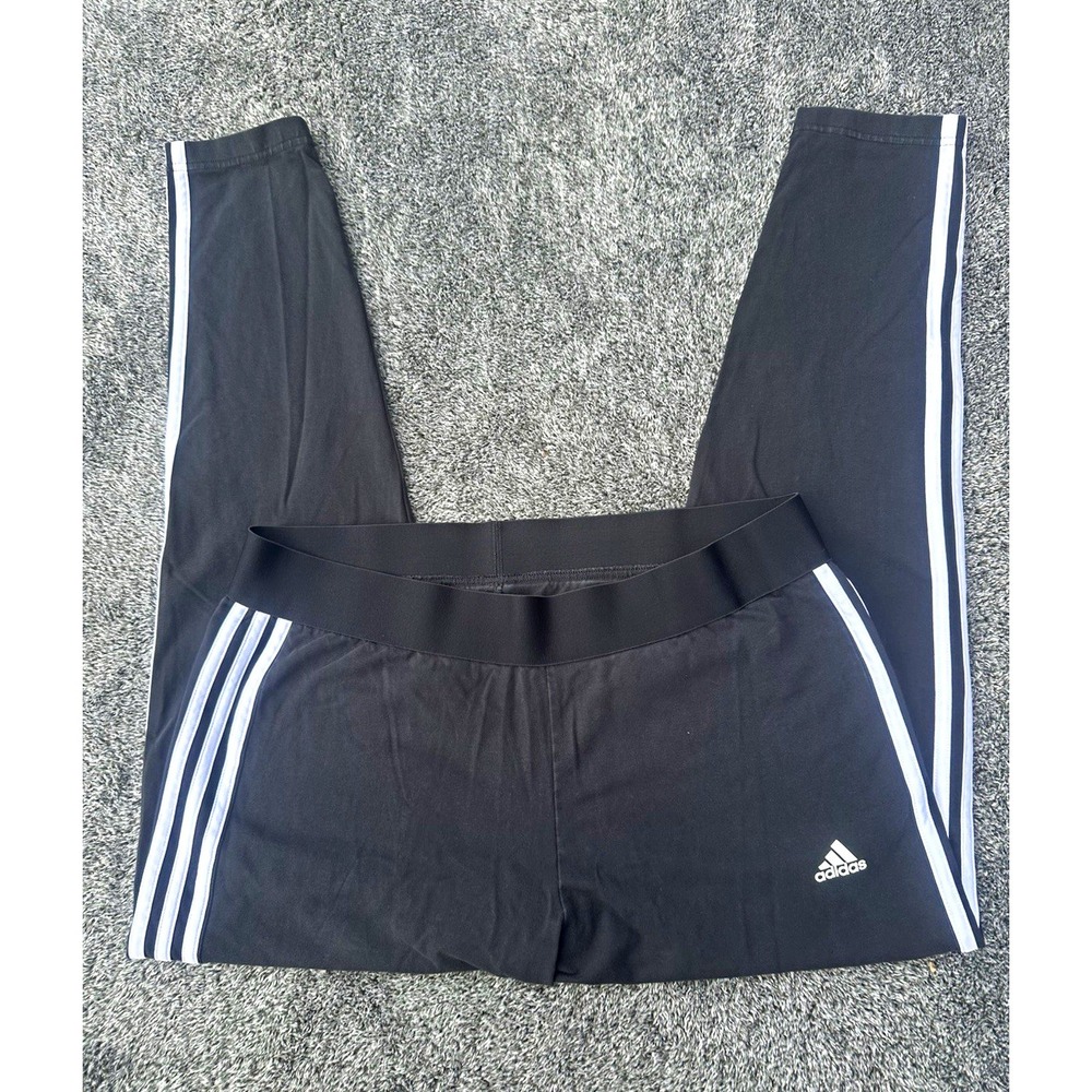 Adidas Women's 2XL 3 Stripe Flare Athletic Pants Black White 28" Inseam